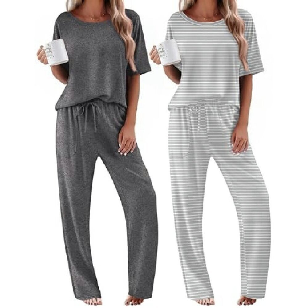 Ultra Soft 2-Pack Pajama Set with Pockets S-XXL Lounge Sleepwear - Picture 2 of 7
